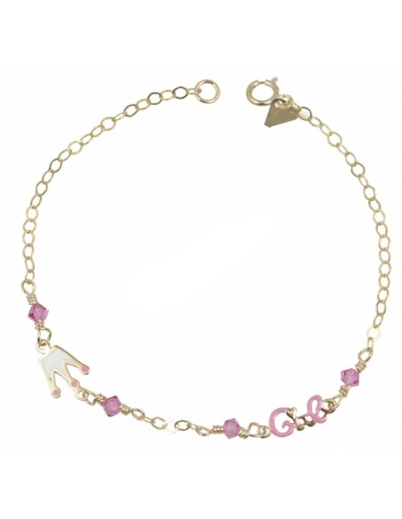 Βραχιόλι Χρυσό παιδικό Κ9 με κορώνα