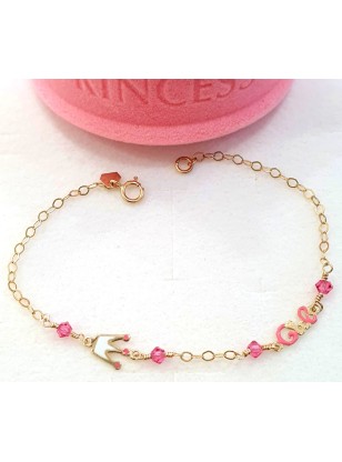 Bracelet Gold Κ9 with pink enamel 2