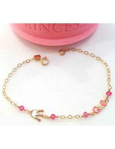 Bracelet Gold Κ9 with pink enamel