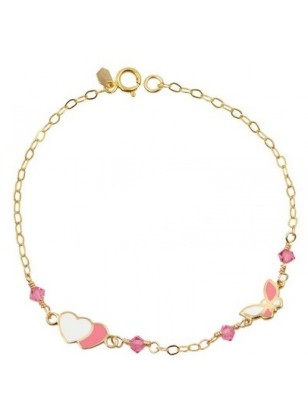 Bracelet Gold Κ9 with pink enamel