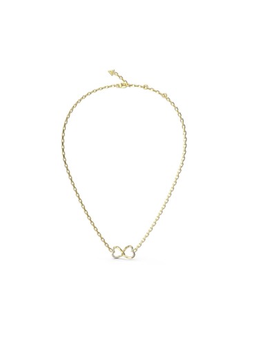 Φανταχτερό επίχρυσο κολιέ GUESS "Mon Amour" με σύμπλεγμα δύο καρδιών.