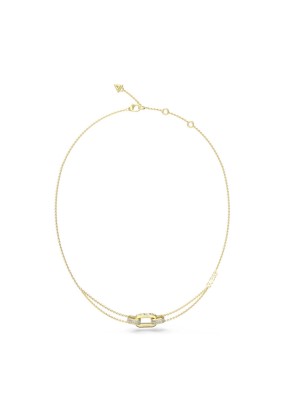 Φανταχτερό επίχρυσο Kολιέ GUESS "Stylish" με διπλή αλυσίδα και σχέδιο σύμπλεγμα από ζιργκόν.