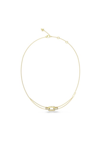 Φανταχτερό επίχρυσο Kολιέ GUESS "Stylish" με διπλή αλυσίδα και σχέδιο σύμπλεγμα από ζιργκόν.