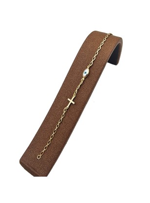 Bracelet Gold K14 Eye and Cross 2