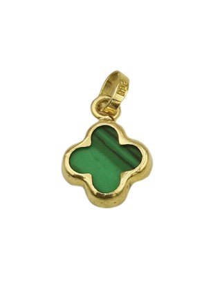 Necklace Gold K14 cross with malachite 2