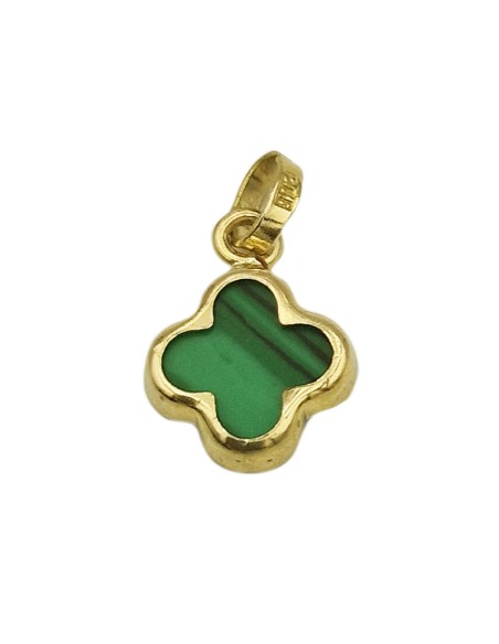Necklace Gold K14 cross with malachite