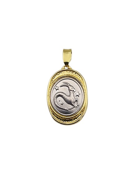 Zodiac Sign Gold K14 Capricorn two sides