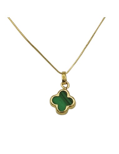 Pendant Gold K14 cross with malachite