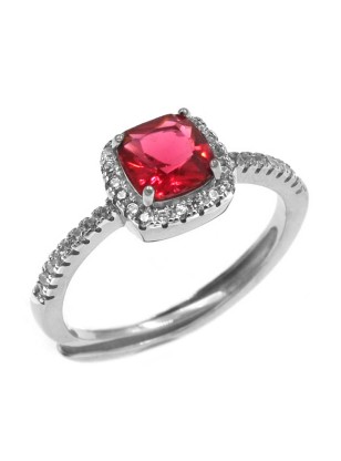 Ring Silver Rozeta with red zircon
