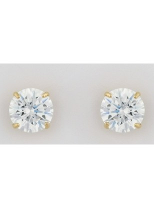 Σκουλαρίκια Χρυσά Κ9 Μονόπετρα με Zircon 7mm