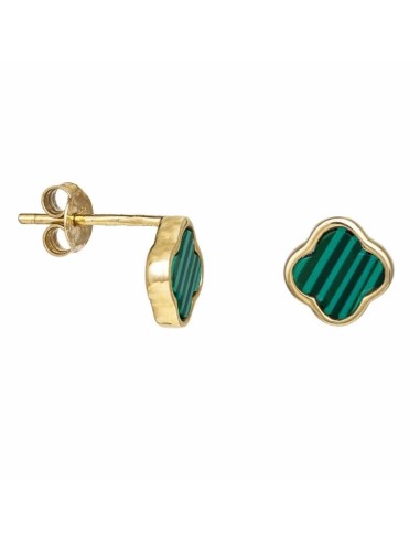 Σκουλαρίκια Χρυσά Κ14 με μαλαχίτη