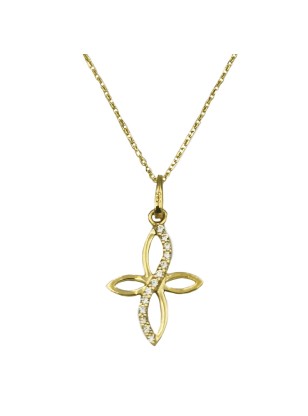 Necklace Gold K14 with Cross Mini