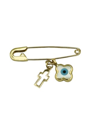 Child Pendant Gold K9 Eye & cross