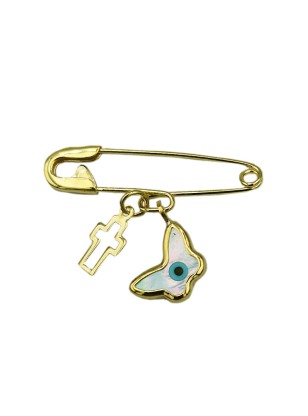 Child Pendant Gold K9 Eye butterfly & cross