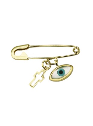 Child Pendant Gold K9 Eye & cross