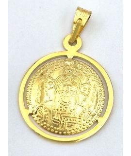 Pendant gold K9 twin side 23mm 2