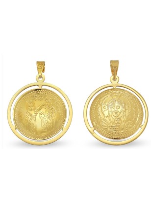 Pendant gold K9 twin side 23mm