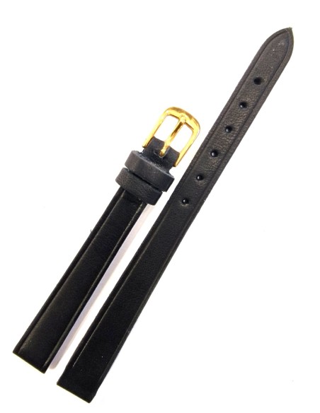 Leather Strap black 10mm goldplated buckle TZEVELION ART103/56