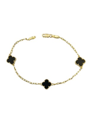 Βραχιόλι Χρυσό 9Κ με σταυρούς όνυχα τύπου Van Cleef