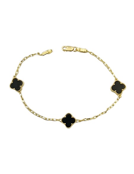 Βραχιόλι Χρυσό 9Κ με σταυρούς όνυχα τύπου Van Cleef