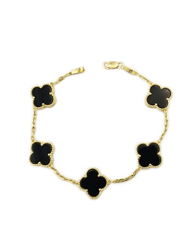 Bracelet gold Κ14 five onyx crosses type Van Cleef