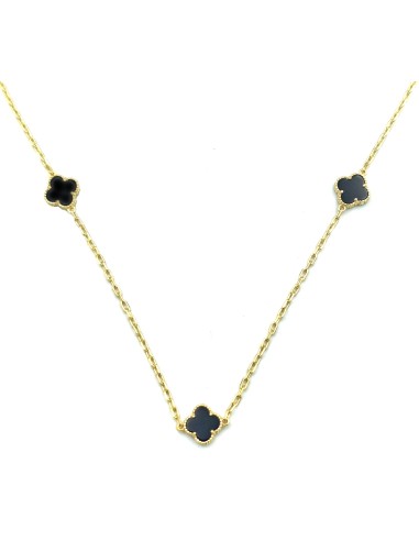 Necklace gold Κ14 onyx crosses type Van Cleef