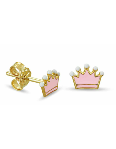 Earrings children Gold K9 pink crowns