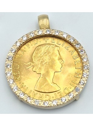 Pendant Gold Κ14 with zircons 2