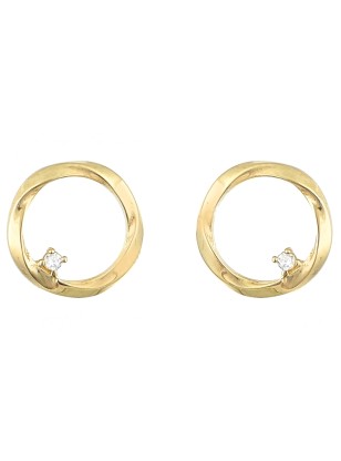 Earrings gold K14 Circle with zircon 2