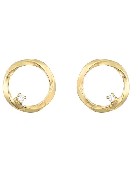 Earrings gold K14 Circle with zircon