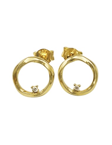 Earrings gold K14 Circle with zircon