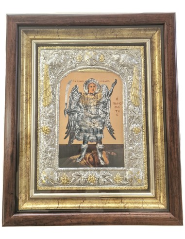 Silver icon 'Taxiarhis Michael' glass 35x42cm