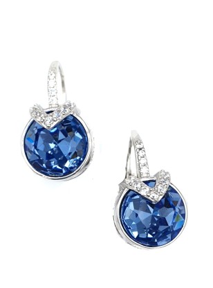 Earrings Silver Hanging blue zircon