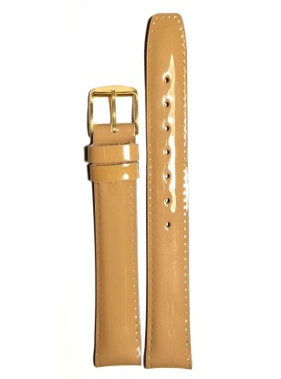 Leather Strap Beige glossy varnished surface 20mm...