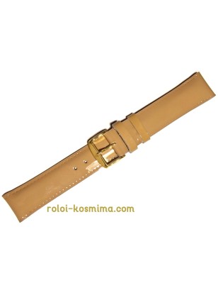 Leather Strap Beige glossy varnished surface 20mm... 2