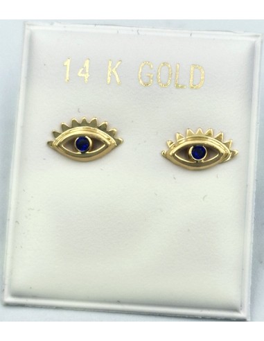 Earrings gold K14 mini eyes with synthetic...
