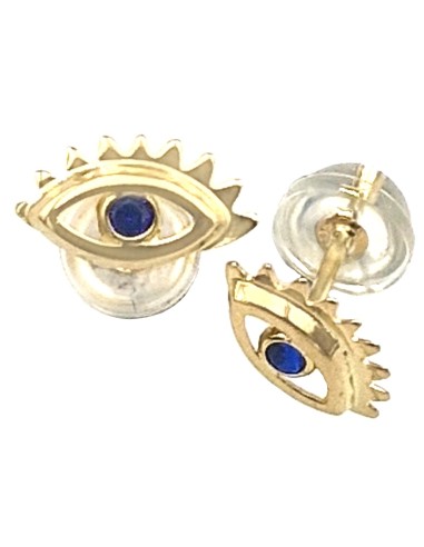 Earrings gold K14 mini eyes with synthetic...