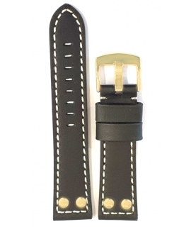 Leather Strap TZEVELION ART2844G Black 22mm