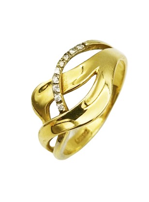 Δαχτυλίδι Χρυσό K14 πλεκτό με zircons