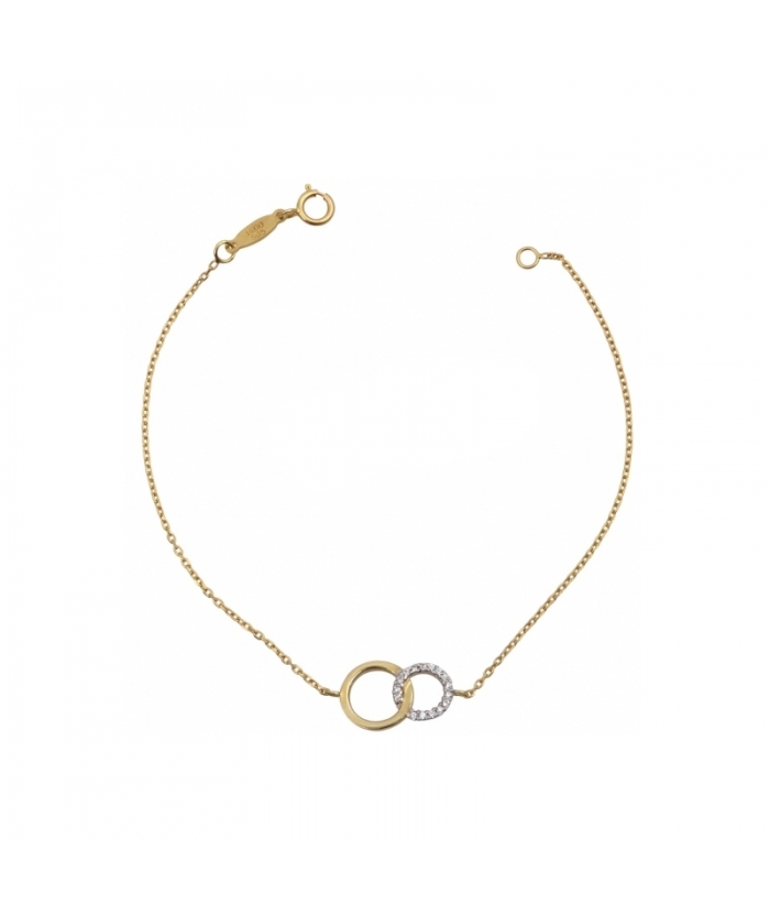 Set Necklace & earrings Gold K14 'Circle with Pearl'