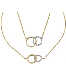 Set Necklace & earrings Gold K14 'Circle with Pearl'