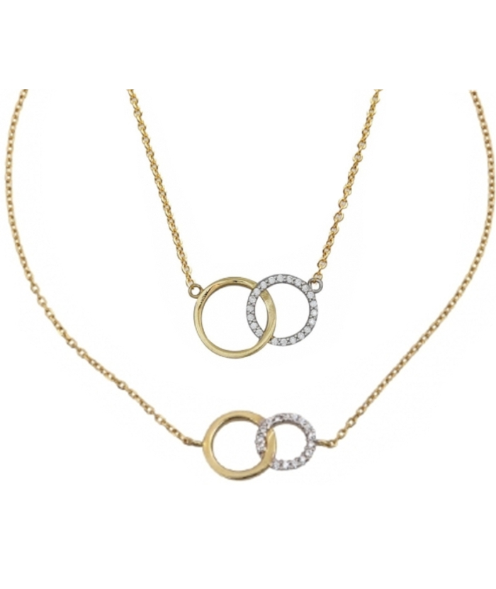 Set Necklace & earrings Gold K14 'Circle with Pearl'