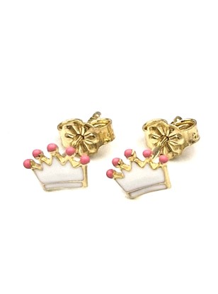 Earrings children Gold K9 white crown 2