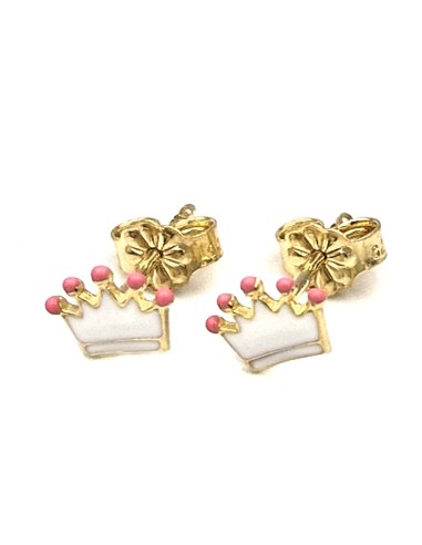 Earrings children Gold K9 white crown