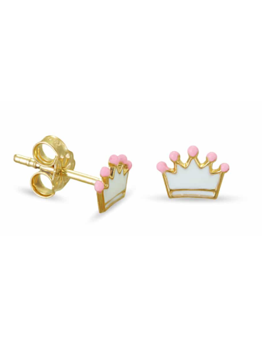 Earrings children Gold K9 white crown