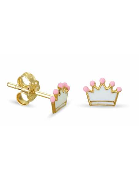 Earrings children Gold K9 white crown