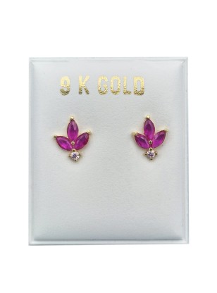 Earrings gold K9 flower 2