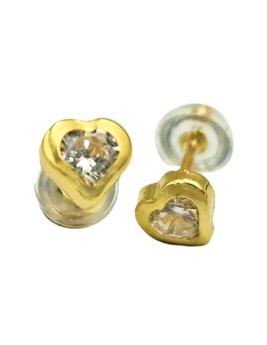 Earrings gold K14 Zircon heart mini