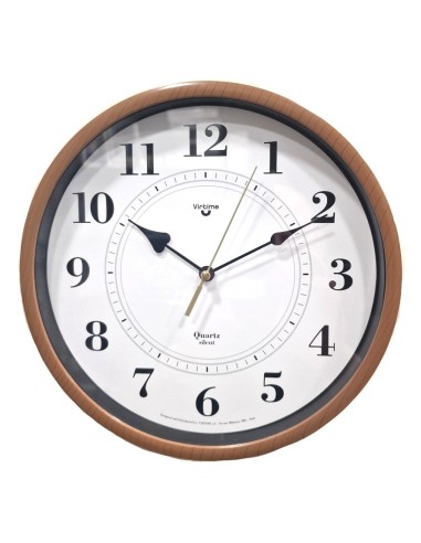 Ρολόι Τοίχου VIRTIME 1980-11 καφέ πλαστικό 23cm