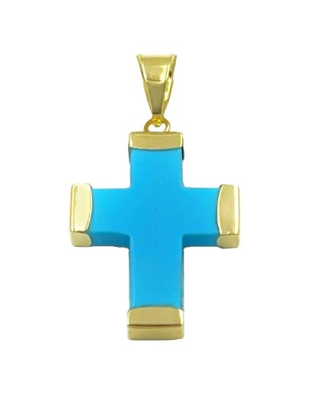Cross Gold K9 turquoise 16x28mm